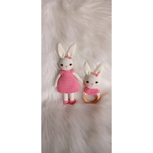 Pembe Kız Tavşancık Seti Amigurumi Organik Oyuncak