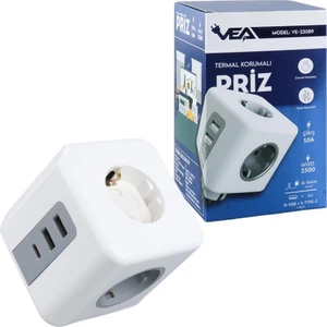 VE-23089 3 Soketli 2xusb+Type-C Çocuk ve Termal Korumalı Priz