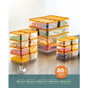 20LI Buzdolabı Düzenleyici Organizer Mikrodalgaya Uygun Difriz Saklama Kabı Turuncu