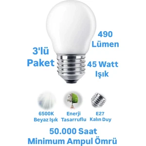 ACK 5W Top Ampul Beyaz Işık E27 Duylu Avize Ampulü 490 Lümen Küçük Ampul