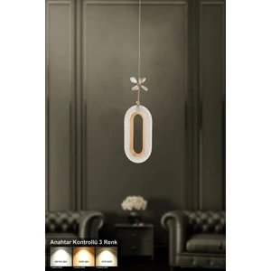 Sessi Tekli Power Ledli Modern Lüks Sarkıt Avize (3 RENK; SARI-BEYAZ-GÜN İŞIĞI) - Gold