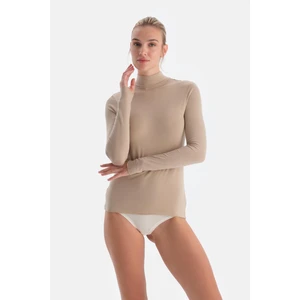 Sütlü Kahve 5118KC Modal Kaşmir Balıkçı Yaka Uzun Kollu Üst