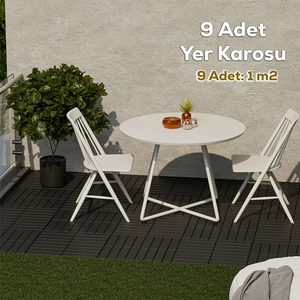 1066 Bahçe Balkon Teras Zemin Paspası Banyo Paspası 9'lu Dış Mekan Yer Karosu Antrasit