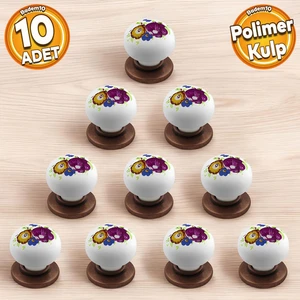 Eymen Polimer Düğme Kulp Çiçek Antik Bakır Mobilya Mutfak Çekmece Dolap Kulbu 10 Adet