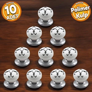 Sude Polimer Düğme Kulp Yıldız Siyah Krom Mobilya Mutfak Çekmece Dolap Kulbu 10 Adet