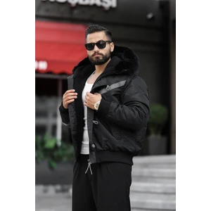 Kapüşon Kürklü Erkek Bomber Mont