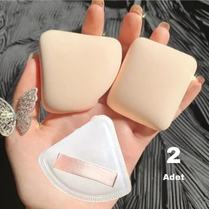 2 Adet Kuru Islak Yüz Burun Göz Kozmetik Kontür Makyaj Fondöten Puf Bez Süngeri Kese