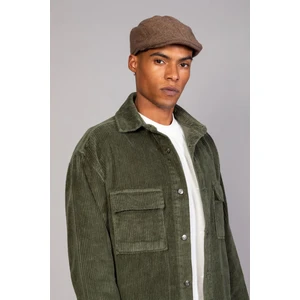 Erkek Haki Gömlek Model Oversize Pamuklu Kadife Ceket