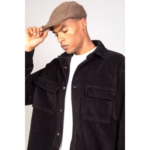 Erkek Siyah Gömlek Model Oversize Pamuklu Kadife Ceket