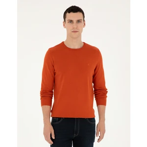 Pierre Cardin Erkek Turuncu Slim Fit Bisiklet Yaka Basic Triko Kazak 50296575-VR051
