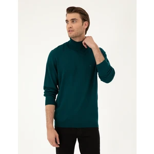 Pierre Cardin Erkek Yeşil Slim Fit Balıkçı Yaka Yün Karışımlı Basic Triko Kazak 50270052-VR054