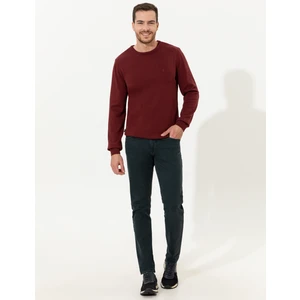 Pierre Cardin Erkek Bordo Slim Fit Bisiklet Yaka Basic Triko Kazak 50257290-VR014
