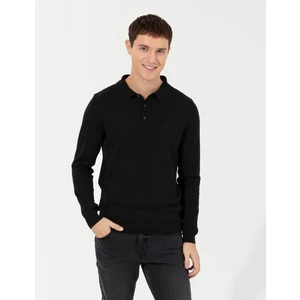 Pierre Cardin Erkek Siyah Slim Fit Polo Yaka Basic Triko Kazak 50257252-VR046
