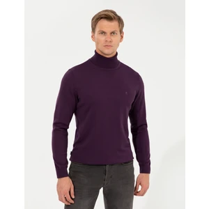Pierre Cardin Erkek Mor Slim Fit Balıkçı Yaka Basic Triko Kazak 50257158-VR038