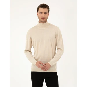 Pierre Cardin Erkek Bej Slim Fit Balıkçı Yaka Yün Karışımlı Basic Triko Kazak 50270052-VR011