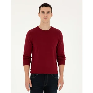 Pierre Cardin Erkek Vişne Slim Fit Bisiklet Yaka Basic Triko Kazak 50296575-VR223