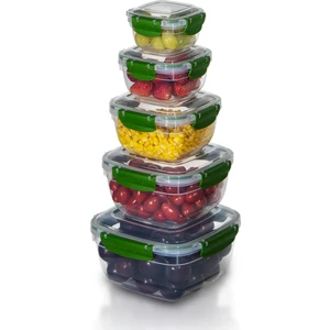 Dema Grup 5'li Set Master Kare Saklama Kabı (275 ml - 500 ml - 900 ml - 1500 ml - 2400 Ml)