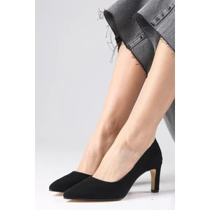 Mio Gusto Lita Siyah Renk Süet Kadın Stiletto Topuklu Ayakkabı