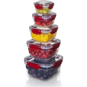 Dema Grup 5'li Set Master Kare Saklama Kabı (275 ml - 500 ml - 900 ml - 1500 ml - 2400 Ml)