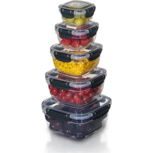 Dema Grup 5'li Set Master Kare Saklama Kabı (275 ml - 500 ml - 900 ml - 1500 ml - 2400 Ml)