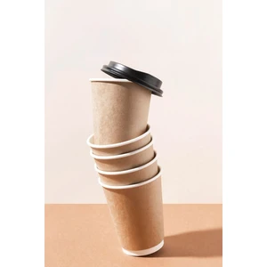 14 Oz Kraft Karton Kapaklı Sıcak Içecek Bardağı (Kahve) Çift Duvarlı Bardak (Dw)