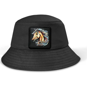 V1 Bucket At - 5 Kod Logolu Unisex Bucket Siyah Şapka
