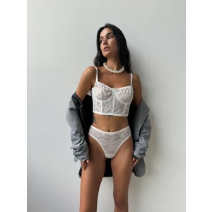 Simli Kapsız Ekru Bustiyer Takım (692T)