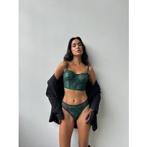 Simli Kapsız Yeşil Bustiyer Takım (692T)