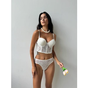 Destekli Simli Ekru Bustiyer Takım (685T)