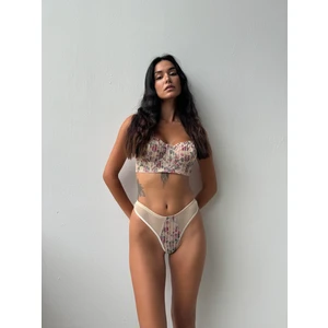 Çiçek Desenli Kapsız Ten Sütyen Takımı (693T)