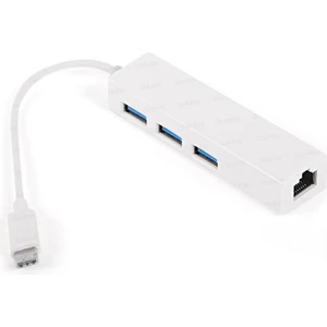 DK-AC-U31X3GLWP USB Type-C To RJ45 Gigabit Ethernet ve 3xusb 3.0 Hub Çoklayıcı Adaptör (Beyaz)