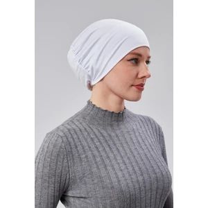 Sonbahar Moda Kadın Tesettür Hazır Pratik Geçmeli Bone Lastikli Kaymaz Beyaz