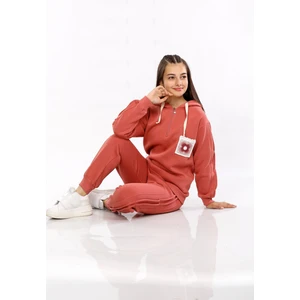 Kız Çocuk Üç Ip Şardonlu Kışlık Eşofman Takımı Gül Kurusu MRN71119