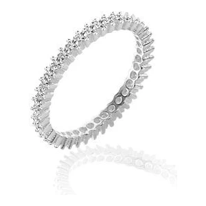 Söğütlü Silver Gümüş Tek Sıra Zirkon Taşlı Tamtur Yüzük