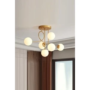 Ömür Avize Eva Modern Tarz Eskitme Beyaz Camlı Altılı Avize