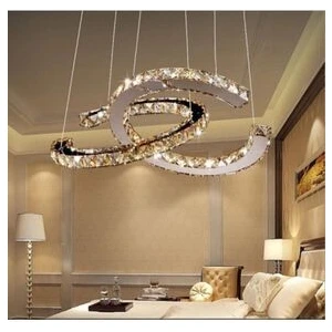 Metal Gövdeli Kristal Taşlı LED Işıklı Modern Siyah Avize 3 Renk Seçenekli Şık Tasarım