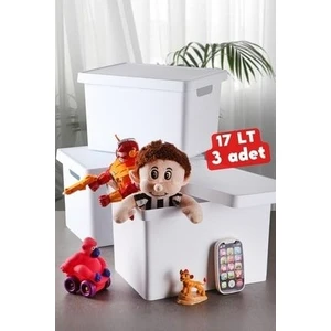 Nandy Home 17 Lt. Kapaklı Kutu 3 Adet Beyaz