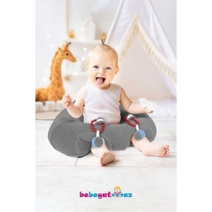 Bebe Yatmaz Çıngıraklı Gri Bebeyatmaz Bebek Oturma Destek Minderi Bebek Koltuğu