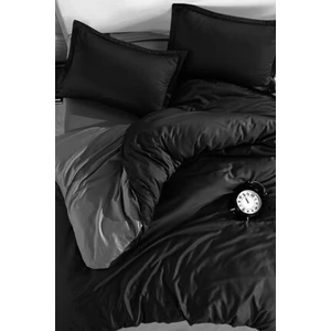 Lastikli Çarşaflı Nevresim Takımı Tek Kişilik Gri - Siyah