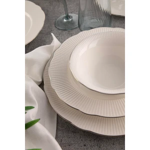 Kütahya Porselen Bone Ilay 26 Parça 6 Kişilik Yemek Takımı Platin Fileli