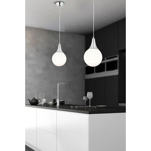Damla Tekli Krom Beyaz Camlı 2Li Modern Sarkıt Mutfak Salon Avize Seti