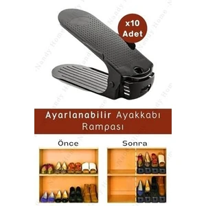 Nandy Home Ayarlanabilir 4 Kademeli Ayakkabı Rampası 10'lu Set Siyah