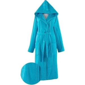 Pamuk Kapüşonlu Unisex S M Bornoz  Lara Turkuaz