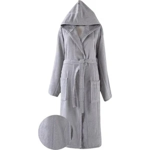 Pamuk Kapüşonlu Unisex S - M Bornoz - Lara Gri
