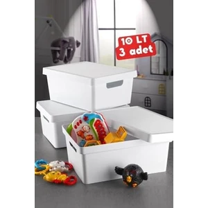 Nandy Home 10 Lt. Kapaklı Kutu 3 Adet Beyaz