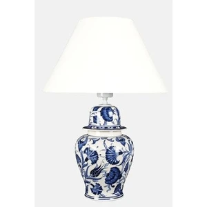 Şah Vazo Abajur Beyaz Kumaş ve Seramik Malzeme ile Salon Kullanımı İçin