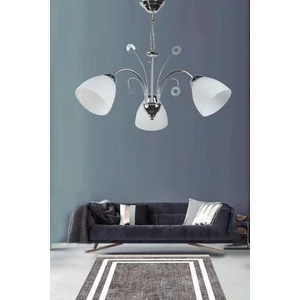 Fer Avize  Idil Modern Krom Beyaz Opal Camlı 3 Lü Avize