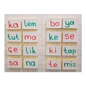 Green Class Mıknatıslı Yaz-Sil Harf ve Hece Blokları 15 Adet 5x7 cm Renkli Eğitim Materyali