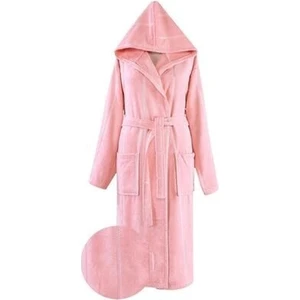 Pamuk Kapüşonlu Unisex L XL Bornoz  Lara Pudra
