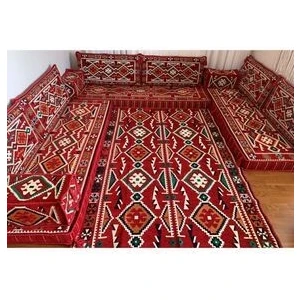 Şark Köşesi Anadolu Desenli Minderi 200 x 300 cm Kilim Takımı Konsept Kırmızı 13 Parça